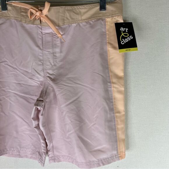 Art Class Swim Trunks Boys Pink Colorblock UPF 50+ Drawstring Shorts 14 Husky - Picture 4 of 6